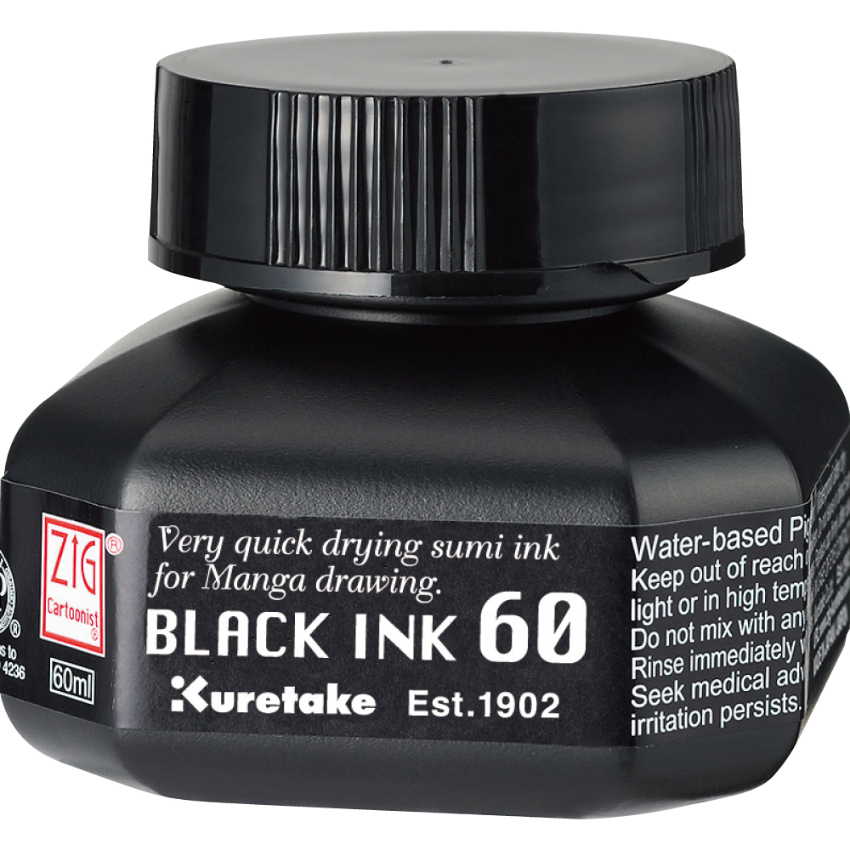 吳竹 ZIG Black Ink 60 漫畫用快乾黑色墨液 60ml