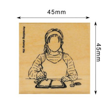 KODOMO NO KAO I Love Stamp系列 木柄橡皮印章: 1535-001 手帳女子