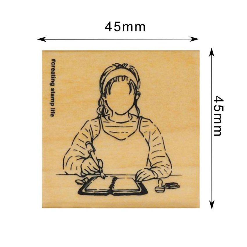 KODOMO NO KAO I Love Stamp系列 木柄橡皮印章: 1535-001 手帳女子