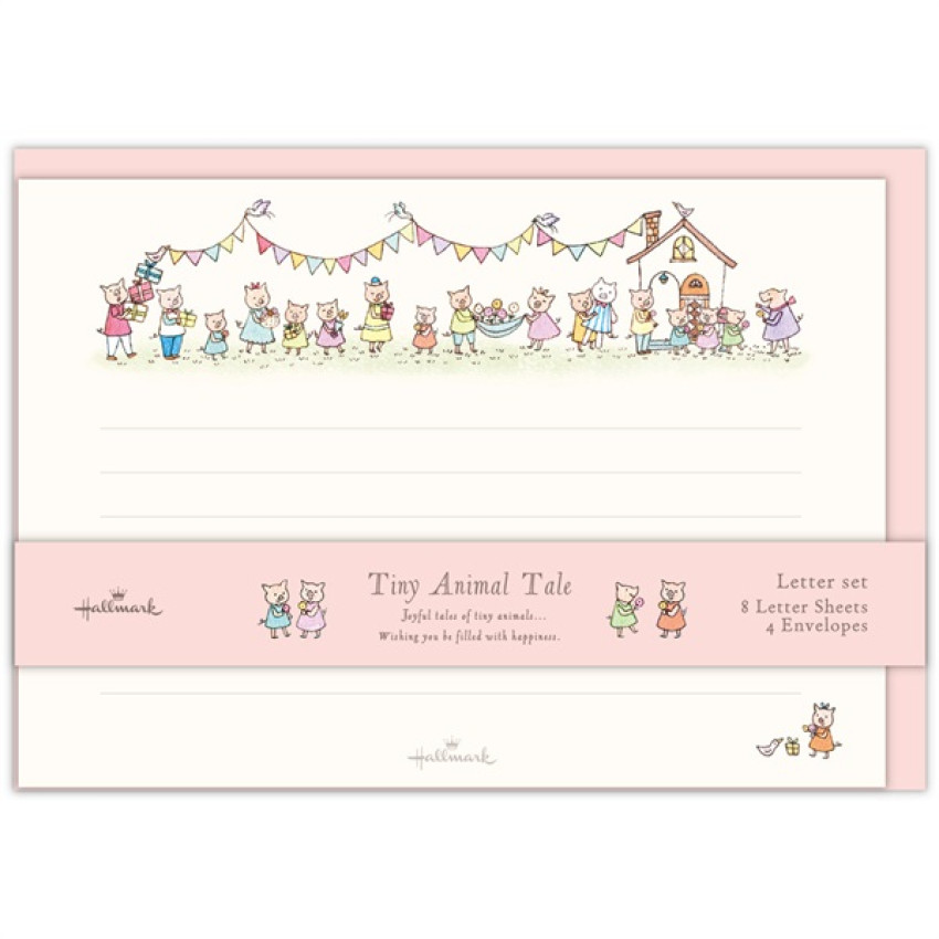 HALLMARK 日版 Tiny Animal Tale系列/豬仔與禮物 信紙連信封套裝