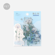 BGM 片裝透明貼紙包: Flowers Blossom系列 (Blue)