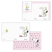 Hallmark 日版 SNOOPY Life with Snoopy and Friends系列 心意卡連信封/粉紅色 (830830) (4套入)