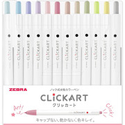 ZEBRA CLiCKART 按壓式水性彩色筆 12色套裝