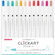 ZEBRA CLiCKART 按壓式水性彩色筆 12色套裝