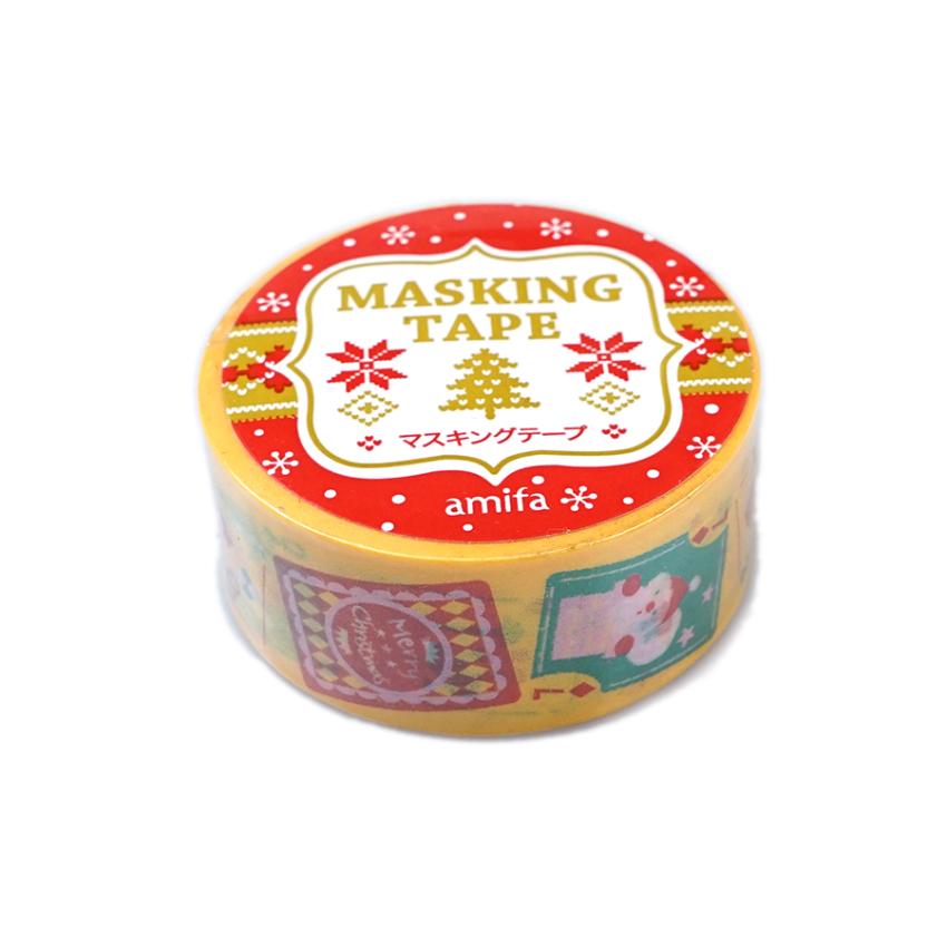 AMIFA 20mm 和紙膠帶: Christmas Poker & Stamp (Yellow)