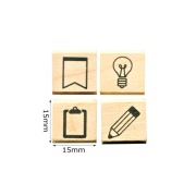 KODOMO NO KAO 子彈筆記手帳系列 木柄橡皮印章 (4個入): 0409-006