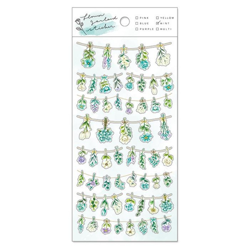 MIND WAVE 貼紙: flower garland Sticker系列/ Mint (80730)